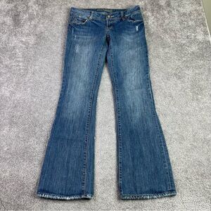 American Eagle Artist Jeans Women's 6 Long Blue Flare Low Rise Slim Fit Y2K